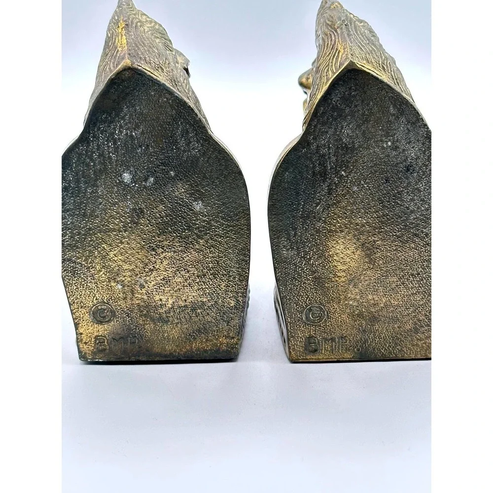 Pair of Vintage Mid-Century BMR Cast Bronze Horse Head Bookends